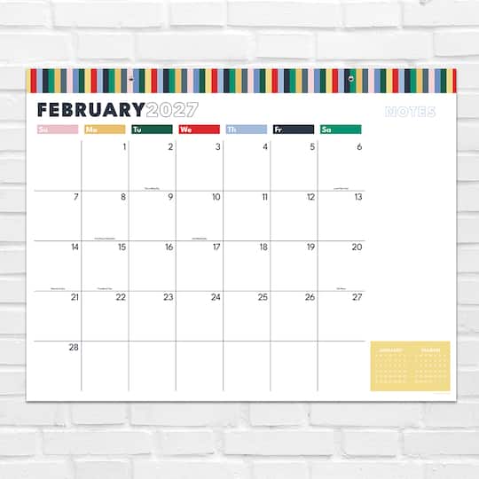 2027 Long Weekend Large Desk Pad Monthly Blotter Calendar